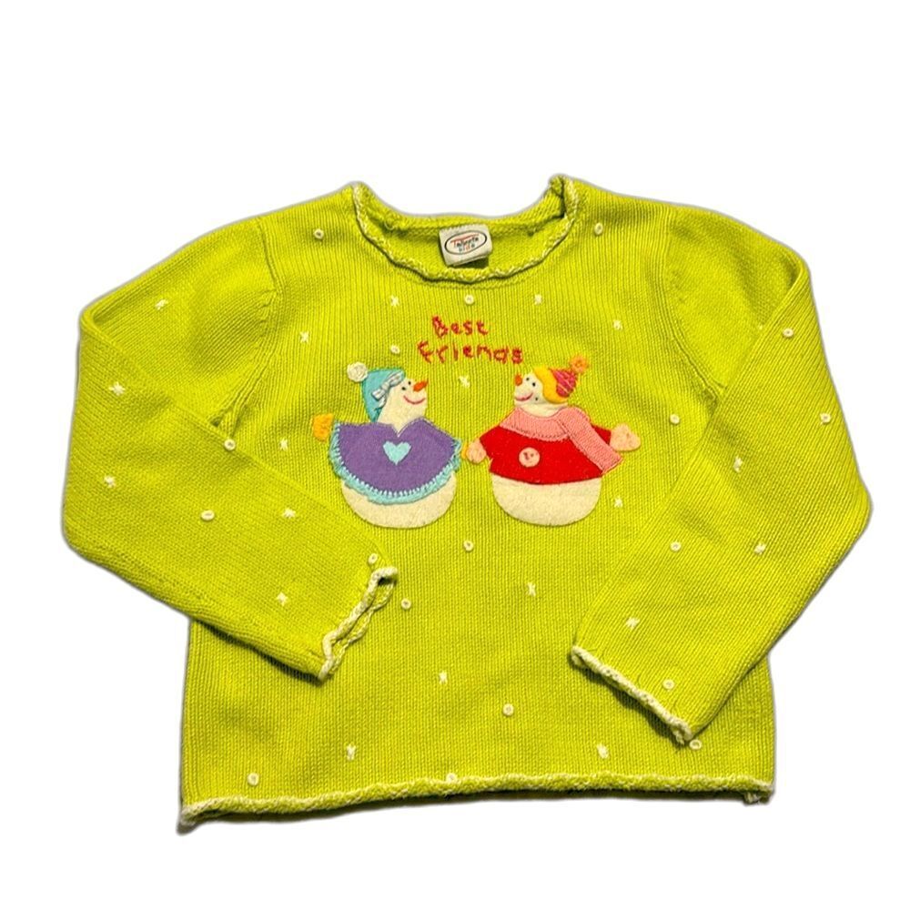Vtg Talbots kids knitted snowman Christmas sweater toddler girls size‎ 6x
